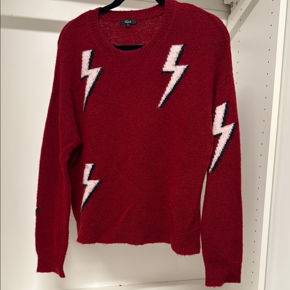 Rails Red Crew Neck Lightning Bolt Sweater